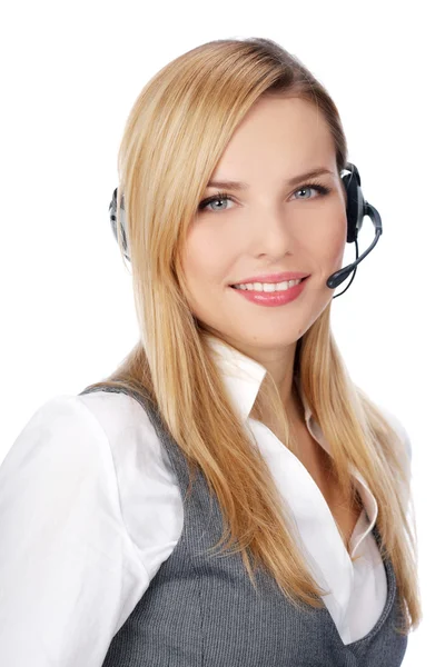 Representante do cliente com fone de ouvido sm — Fotografia de Stock
